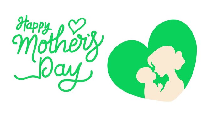Mother's Day, Happy Mother's Day, Green Heart, Mother and Child, Love