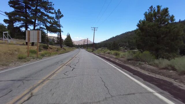 Angeles Crest Highway Summer Eastbound 6 Grassy Hollow to Wrightwood 12 Front View Driving Plate Angeles National Forest California USA