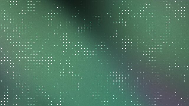 A grid of small white glowing dots on a textured dark green gradient background