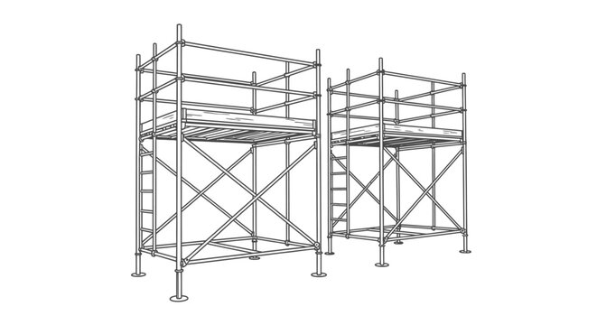 Industrial scaffolding structures isolated on white background for construction