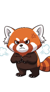 An angry cartoon red panda with its arms crossed and steam coming from its ears, expressing frustration.