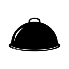 Fototapeta premium Elegant Black Food Dome Cloche Isolated on White Background.