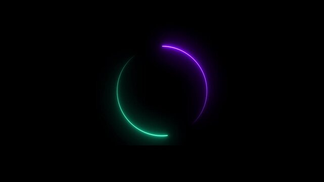 Glowing Circular Motion Graphic on black background.4k video