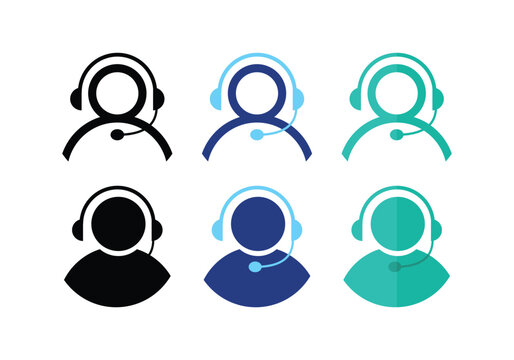 Support service icons set. Headset icons. collection of headphone icons.  private chat symbol