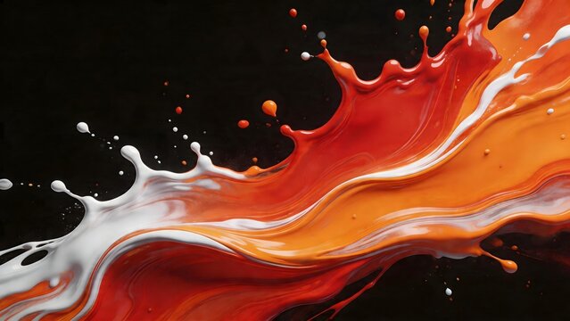 Abstract paint splash in orange and white