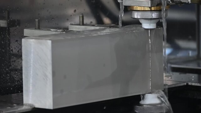 The video of wire EDM machine cutting through high thickness metal material with high precision.