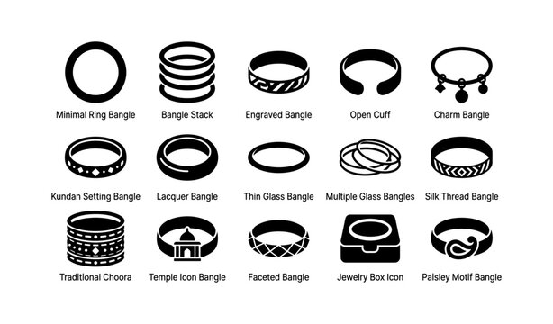 Bangle icons showing different bracelet styles on white background