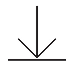 Obraz premium Simple black icon representing a download symbol with a downward arrow and a horizontal line download interface computer internet document transfer information retrieve arrowhead