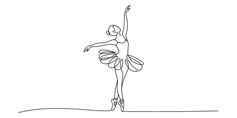 Continuous single line drawing of a dancing ballerina © Bisawjit