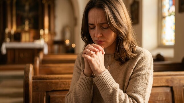 Hands praying to God with the Bible while seeking hope and goodness during a crisis.