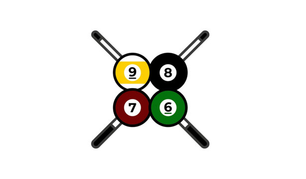 Minimal billiard logo vector pool ball geometric sports emblem illustration