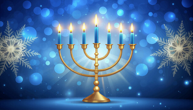 Hanukkah Menorah with Blue Candles menorah vector