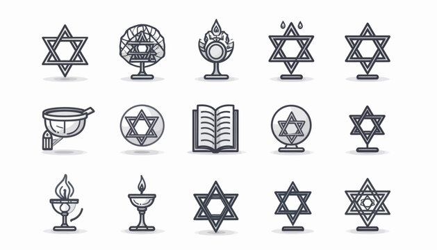 Jewish Symbols Icons menorah vector