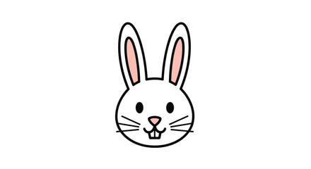 Obraz premium Adorable white rabbit face with long ears and a sweet expression centered on a white background for Easter and spring themed projects.