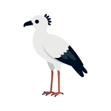 Lone southern screamer bird standing tall in simplistic vector style illustration