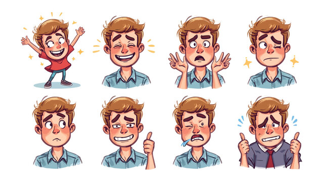 Emotions and expressions of Person: A comprehensive collection of animated facial expressions and feelings. Featuring happy, sad, and many other emotional states