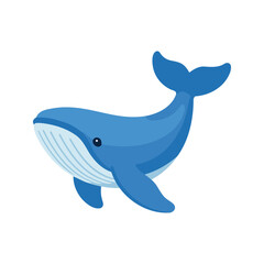 Fototapeta premium The illustration shows a blue whale with white lines on its lower body, and the tail is up in the air.