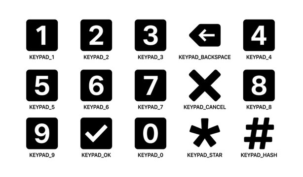 Numeric keypad icons arranged in grid on white background