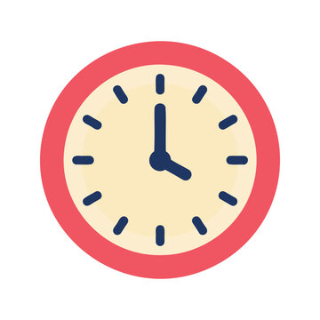 Cartoon clock with a red frame displaying the time four o'clock in the afternoon