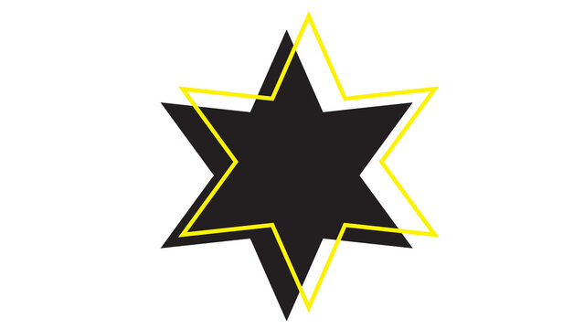 Black six-pointed star shape with yellow outline on a white background geometric shape design element digital art isolated on white graphic resource abstract shape geometric pattern