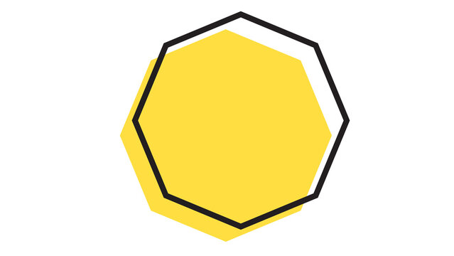 Yellow octagon shape with black outline on a white background geometric shape design element digital art isolated on white graphic resource abstract shape geometric pattern flat design