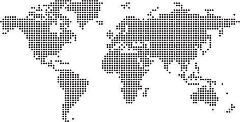 Dotted World Map Vector Illustration with Pixelated Global Grid Pattern Design © Creative vectors