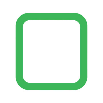 Vibrant green square with rounded corners stands against a bright white background