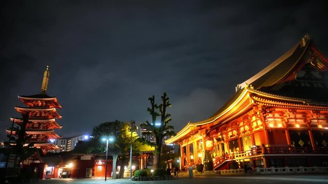 浅草寺の夜景動画