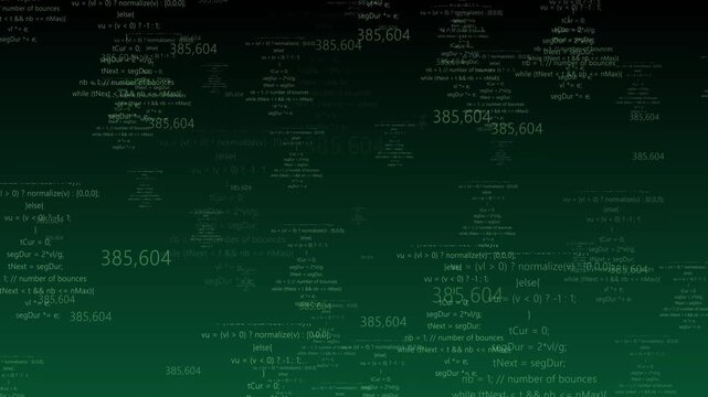 Digital code animation with programming numbers. Digital code software development data. Digital code technology graphic on black background for computing and systems.