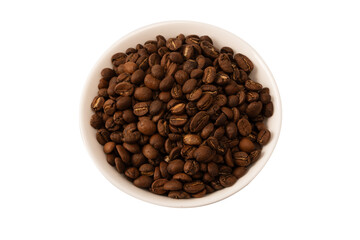 Fototapeta premium Coffee beans on a white background. Top view. Coffee beans texture.
