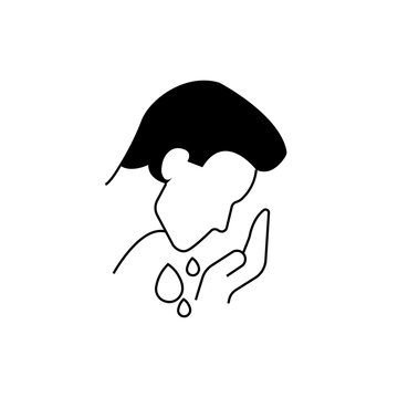 Large black line icon of face wash line