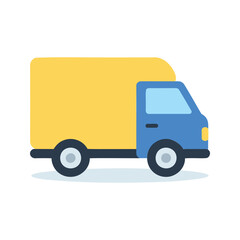 Fototapeta premium Delivery truck illustration with blue cabin and yellow storage space