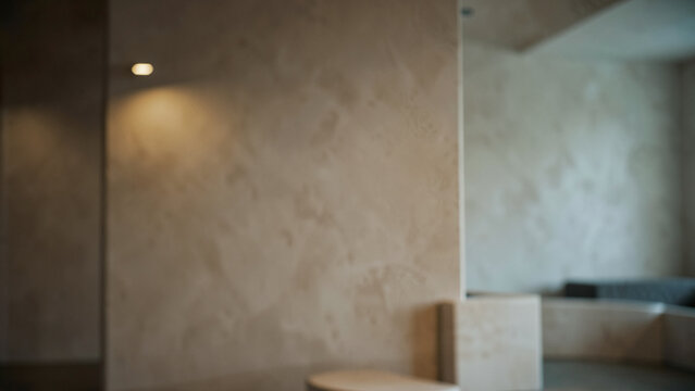 Minimalist luxury spa interior design with warm textured walls