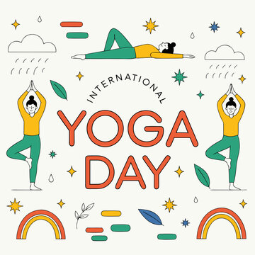International yoga day celebration with people practicing yoga poses