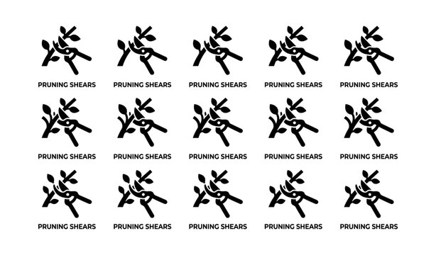 Pruning shears icons repeated in grid pattern on white background