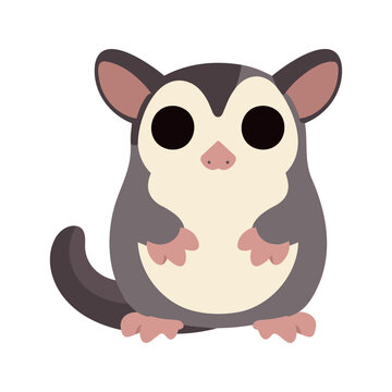 Adorable fat-tailed dunnart illustration on a white background, simple and cute