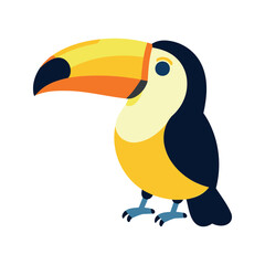 Naklejka premium Cartoon style illustration of a brightly colored toucan on a white background