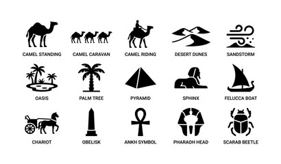 Fototapeta premium Desert and egyptian icons arranged on white background