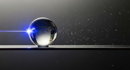 Fototapeta premium Laser beam hitting a crystal ball with water droplets