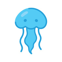 Naklejka premium Cartoon jellyfish swims with its tentacles, a simple and iconic design for sea life