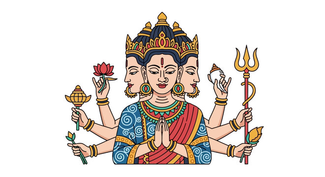 Hindu Goddess Maha Gauri, Navdurga, Symbol of Purity, Peace, and Prosperity