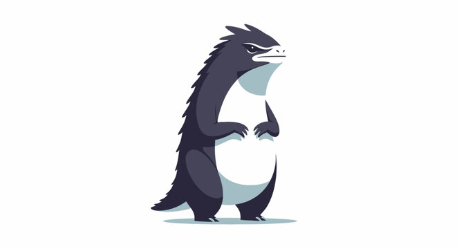 Pixel Art Monster Creature Standing Upright, Cartoon Style