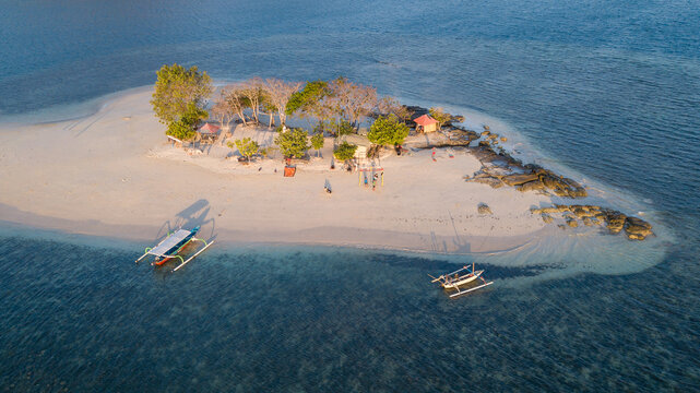 Aerial View of Gili Kedis Island at Sunset in Lombok Indonesia