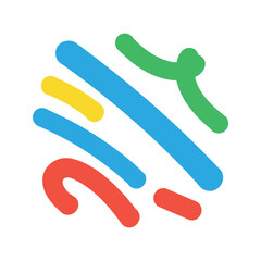 Fototapeta premium The illustration depicts several curved lines in blue, red, green, and yellow on a white background, creating a vibrant and playful composition.