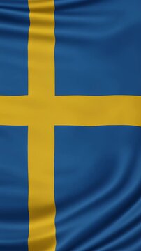 Flag of Sweden animated background. Symbol of the Swedish nation and the culture. Waving flag in the wind footage. The sign is also called Sveriges flagga.