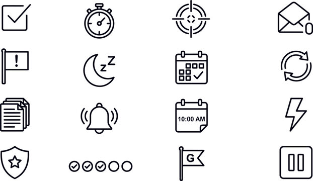 Productivity and Workflow Line Icon Sheet