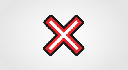 Obraz premium Bold Red Cross Mark Symbol on White Background.