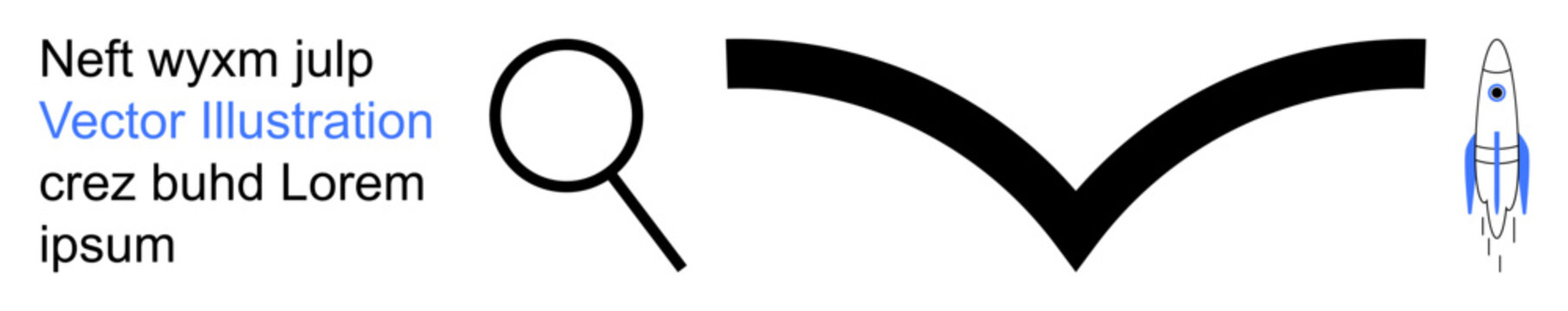 Education, innovation, research, discovery, ambition, and learning. Magnifying glass, open book-thumbs up curve and a rocket. Education and innovation concepts clearly