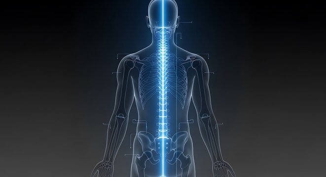 Futuristic Blue Xen Spine Diagram Back View