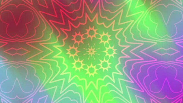 Neon mandala pattern for design projects needing a psychedelic and abstract aesthetic. Ideal for posters, backgrounds, and digital art.